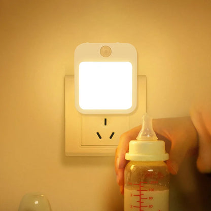 Night Light with Motion Sensor & LED | EU Plug Wireless Lamp | Children's Bedside Table Light | Bedroom Night Lamp