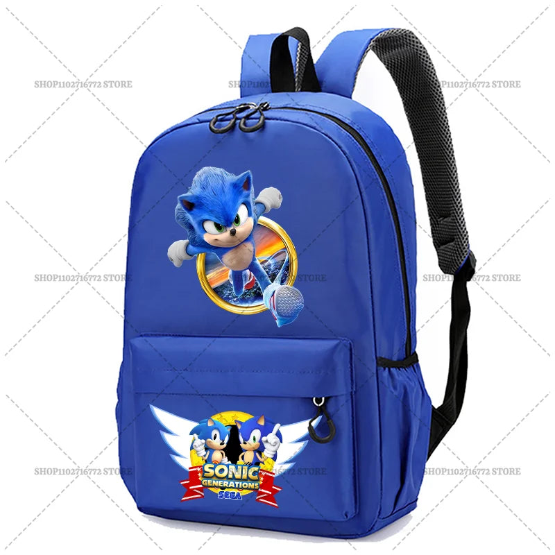 Cartoon Sonic Backpack — School Bag for Kids & Teens Featuring Amy, Rose & Shadow Characters, Perfect Gift for Boys