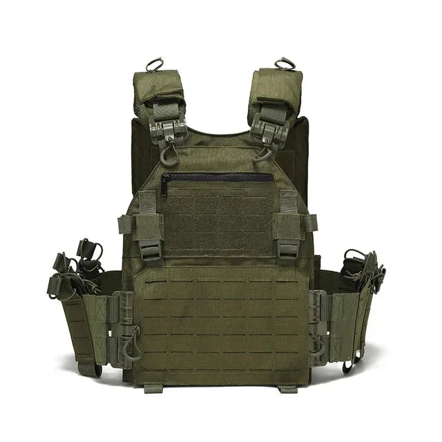 New Combat Vest 6094 – Lightweight Quick Release Laser Cut Tactical Gear for Hunting, Black Tactical Vest