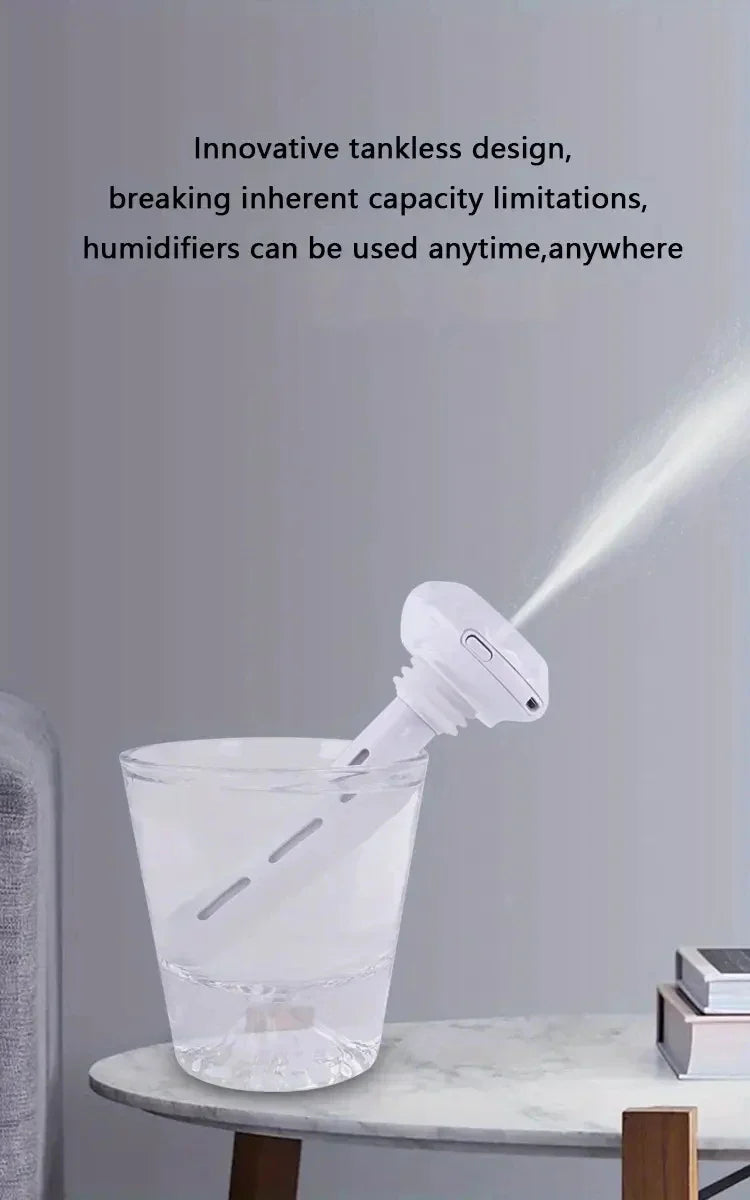 Super Quiet Portable Mist Humidifier – Adjustable, Waterless Design for Office, Bedroom, Car & Travel
