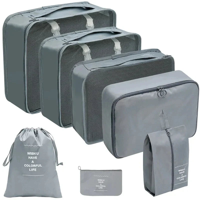 7–10 Pc Travel Organizer Storage Bags Set – Portable Packing Cubes for Suitcase, Clothes, Shoes & Luggage Tidy Pouch