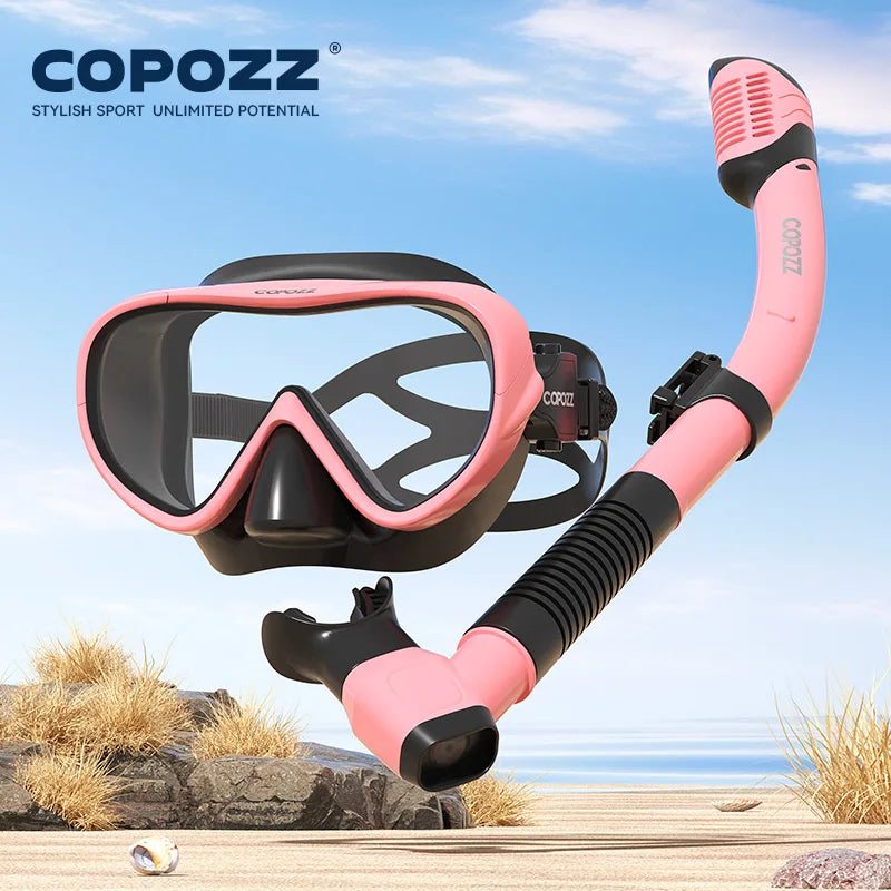 COPOZZ Full Vision Diving Mask - HD Anti-Fog Snorkeling Mask Set for Swimming & Underwater Diving