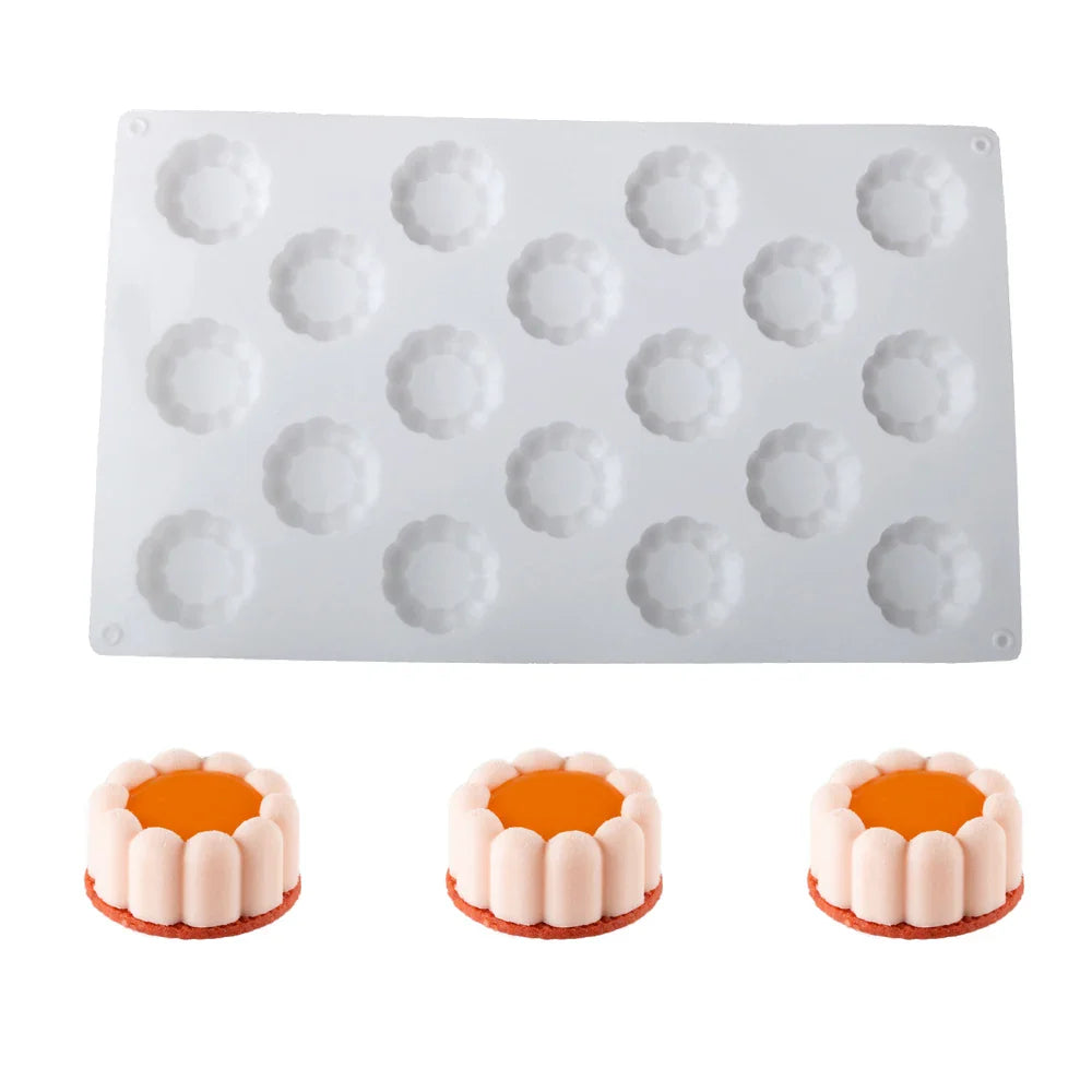 6 or 12 Cell Wavy Lace Cylindrical Silicone Cake Mold — Mousse & Dessert Baking Tool for Party Pastry