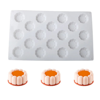 6 or 12 Cell Wavy Lace Cylindrical Silicone Cake Mold — Mousse & Dessert Baking Tool for Party Pastry