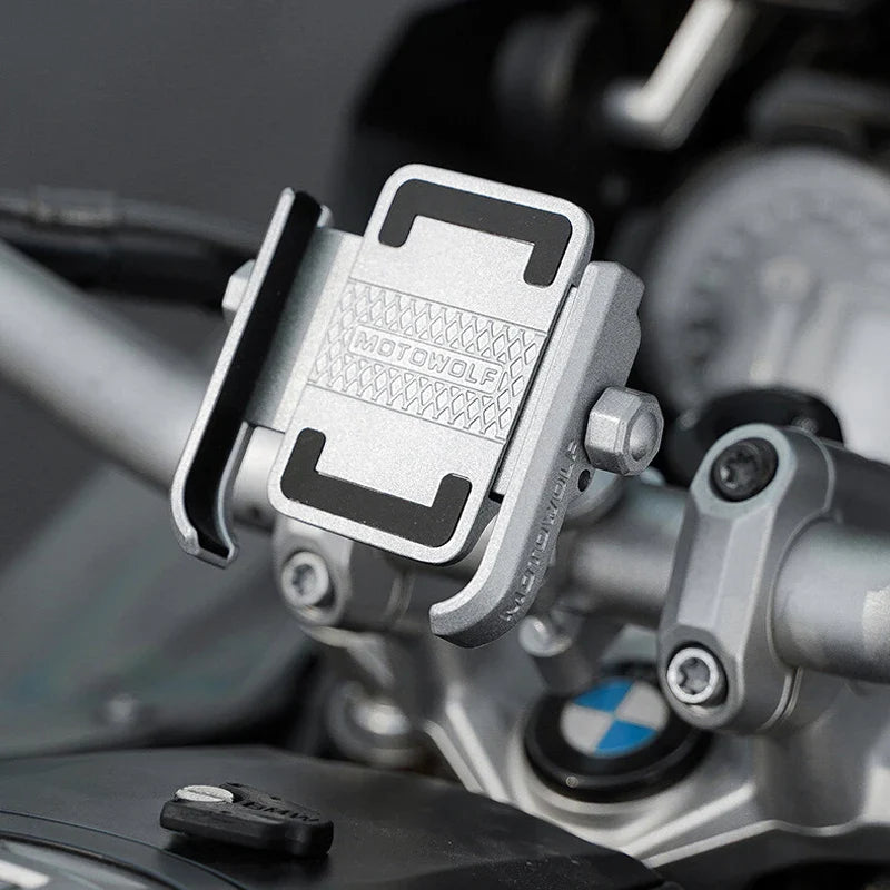 Aluminum Alloy Motorcycle Handlebar Phone Holder - Universal Rearview Mirror Bike Bicycle Mount for Cell Phones, Soporte Celular Moto