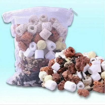 5/10Pcs Reusable Aquarium Filter Media Bags – Fine Mesh Zipper Bags for Freshwater & Saltwater Fish Tanks