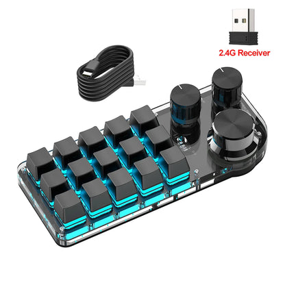 15-Key RGB Mechanical Macro Keyboard — Custom Programmable Hotswap Macropad with 3 Knobs for Photoshop & Gaming