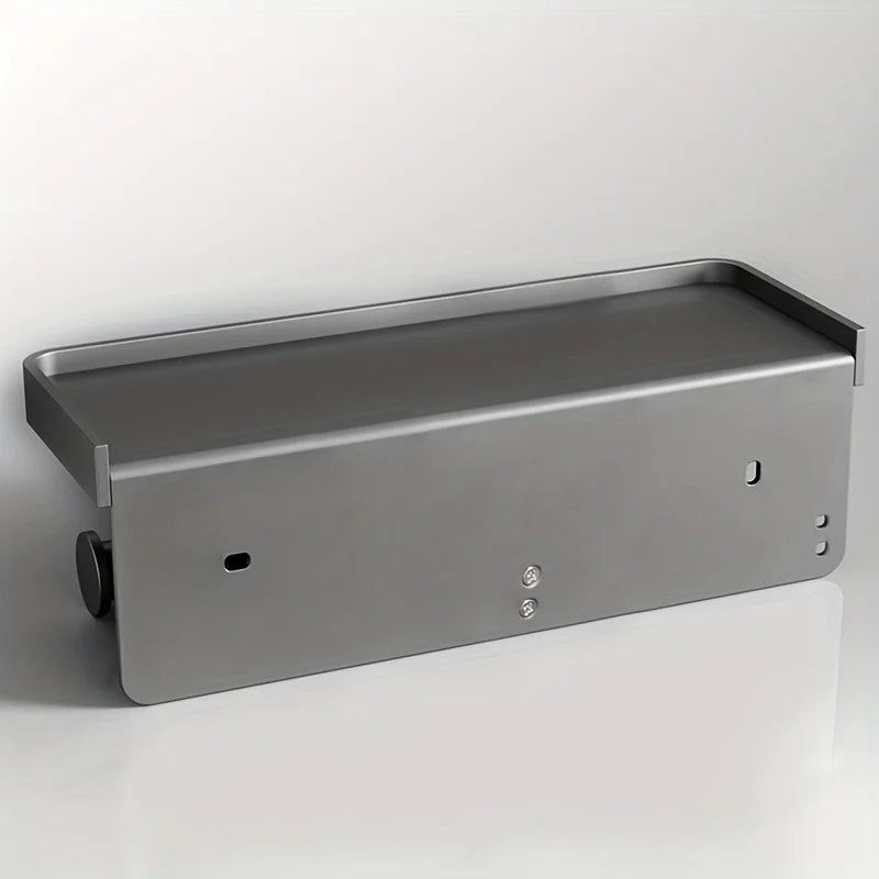 Aluminum Alloy Toilet Paper Holder: Bathroom Wall Mount WC Paper Phone Shelf - Towel Roll Shelf Accessories