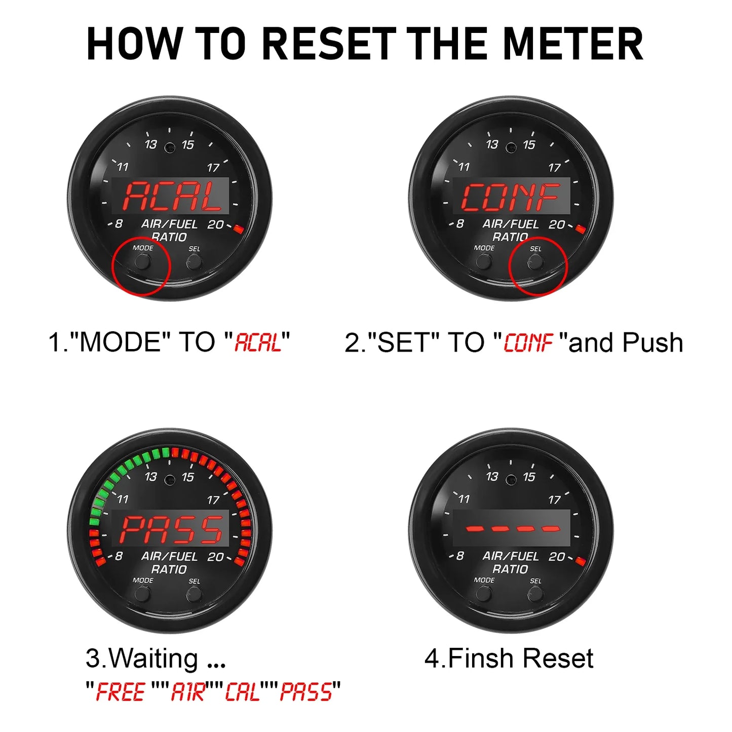 CNSPEED Car O2 Air Fuel Ratio Gauge Kit – EM 30-0300 X-Series Wideband LSU 4.9 Oxygen Sensor for Car