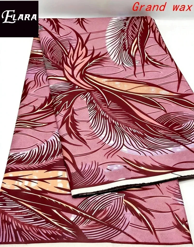 African Real Wax Print Fabric - Grand Original Ankara Blue Cotton Wax Material 6 Yards for Stylish Dresses & Uniforms