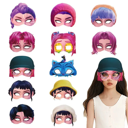 12PCS KPop Demon Hunters Mask Set – Birthday, Cosplay & Halloween Party Props for Kids
