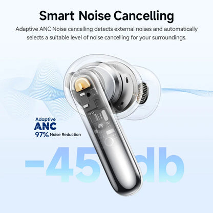 QCY Melobuds N50 Wireless Earphones – Bluetooth 5.4, ANC, 6-Mic Clear Call, Multipoint Connection Earbuds