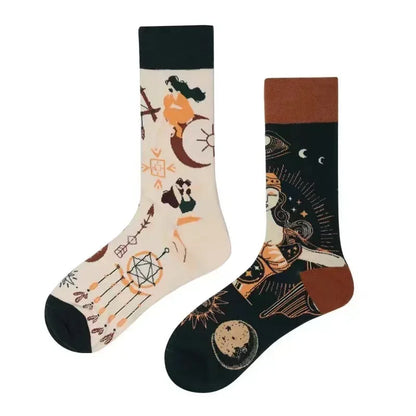 WY_New Asymmetrical Couples Mandarin Ducks Cotton Socks – Fashion Sports Colorful Medium & High Sleeve Unisex Crew Socks, Trendy Couple Gift Socks