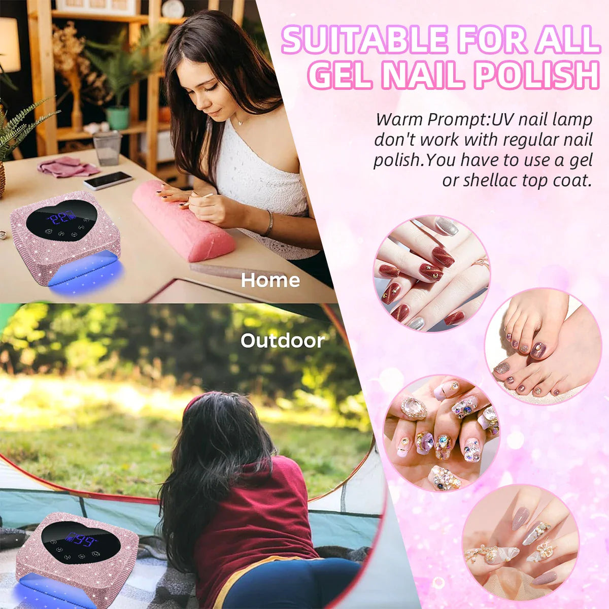 Rechargeable UV LED Nail Lamp – 30 LEDs Cordless Professional Gel Curing Light with Touch Screen, Salon Tools