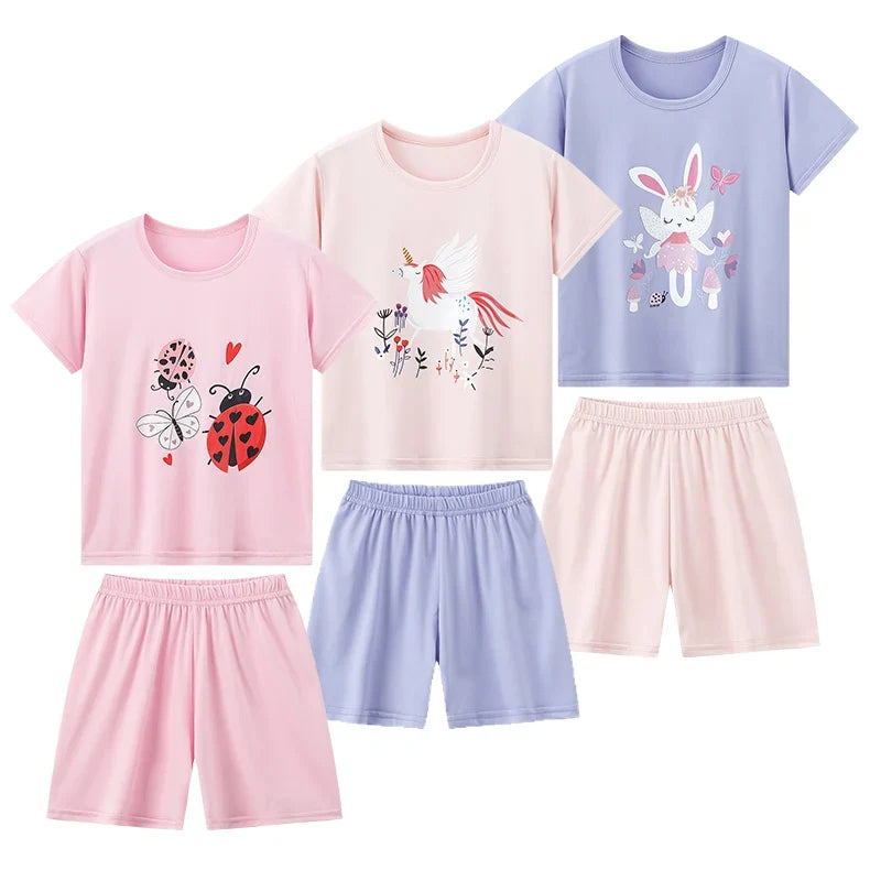 Kids' 2-Piece Summer Outfit Set - Cute Short Sleeve Top and Shorts for Boys & Girls