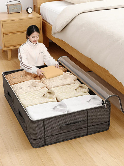 Heavy-Duty Under-Bed Storage Bag – Foldable Box with Large Transparent Window for Clothes, Bedding & Dorm