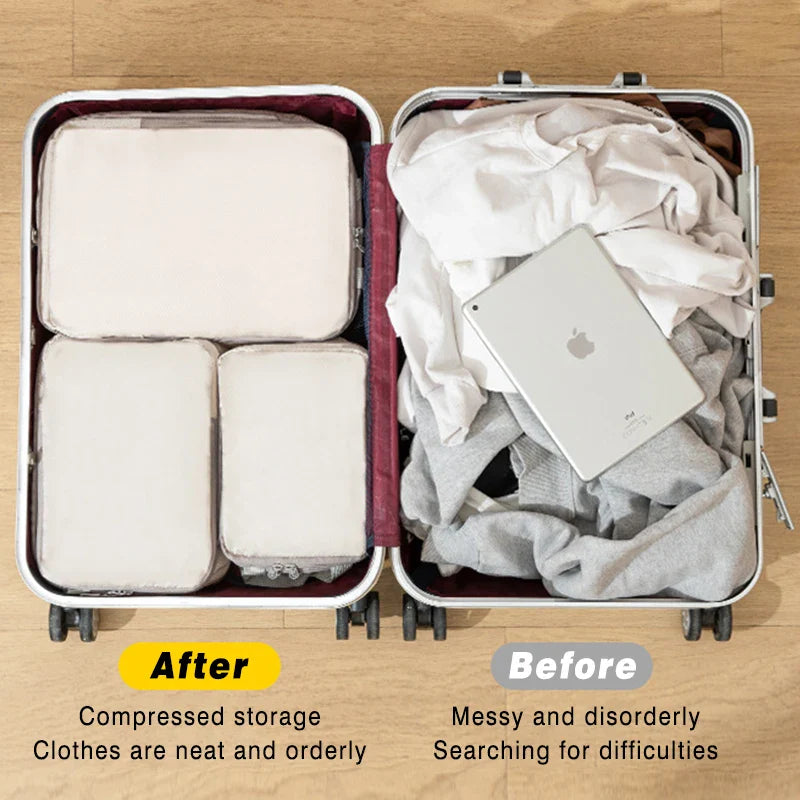 4pcs Travel Packing Cubes | Portable Waterproof Clothes Organizer Bags for Suitcase & Handbag