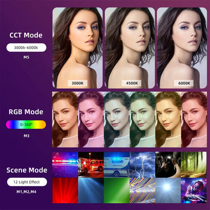 RGB LED Video Light Stick Wand Handheld Photography Fill Light with Tripod Stand for Party, Vlogging & Studio Shooting