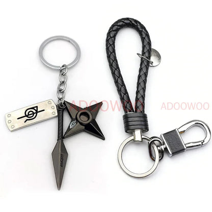 Bandai Naruto Red Cloud Alloy Keychain Set – 20 Styles Anime Woven Leather Rope Charm Car Pendant Punk Jewelry Gift Accessories