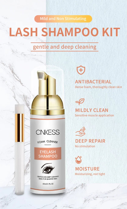 Lash Super Concentrate Mousse – Gentle Eyelash Shampoo Foam for Extensions & Makeup Tools