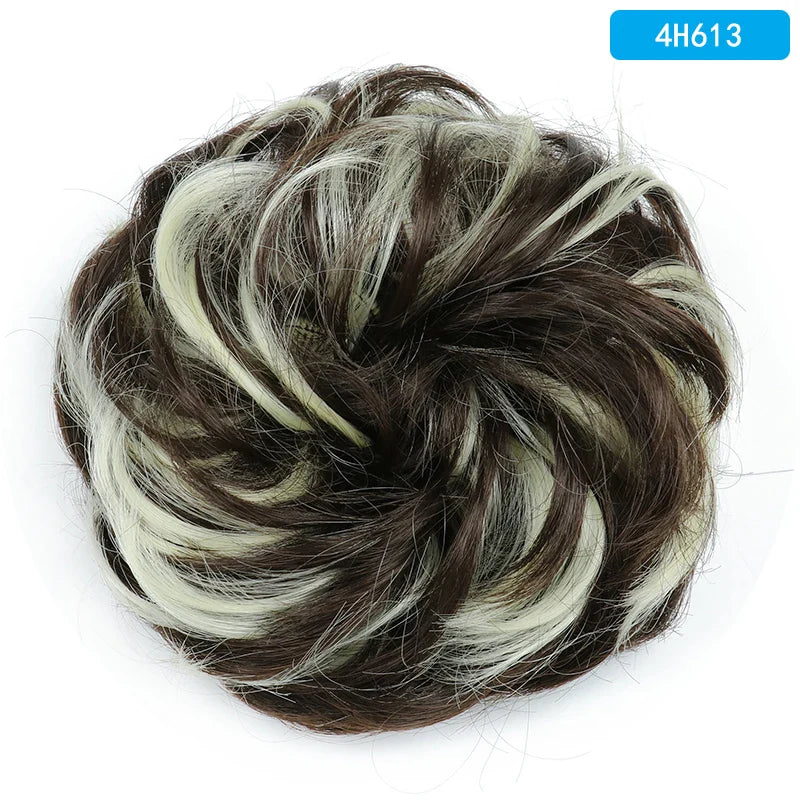 AZQUEEN Messy Bun Hair Extension – Synthetic Curly Wave Chignon Scrunchie, Elastic Band Updo Hairpiece for Women