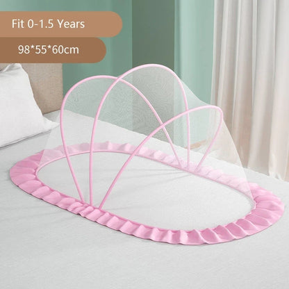 Portable Baby Mosquito Net Bed - Foldable Infant Crib with Cotton Pillow & Travel Bedding