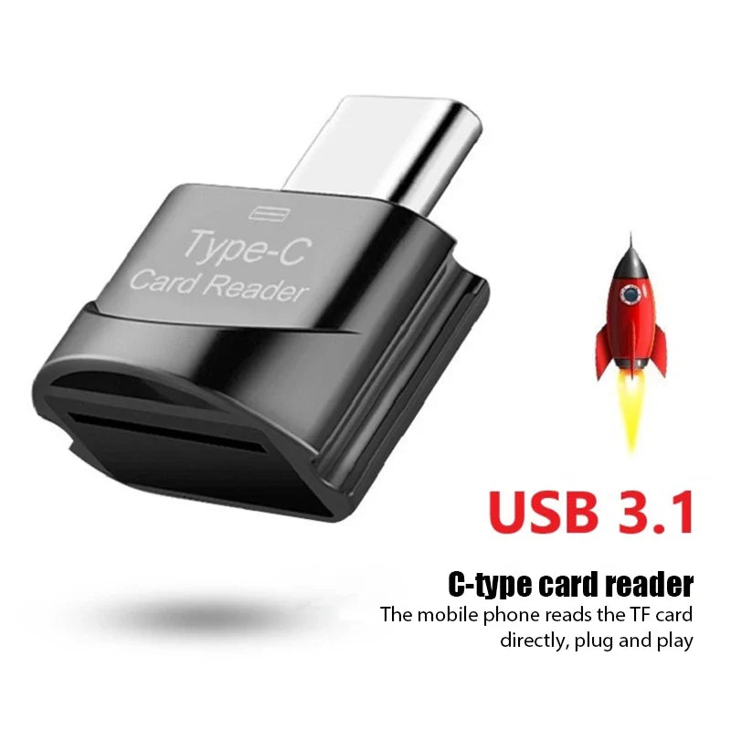 Type C to TF/Micro-SD Card Reader Adapter - OTG High Speed Mini Smart Memory Card Reader for Samsung, Huawei
