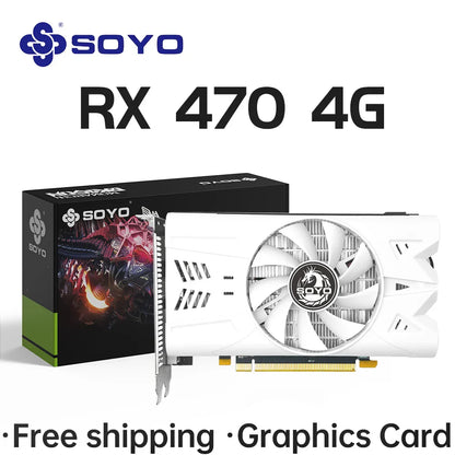 SOYO AMD Radeon RX470 4GB GDDR5 Graphics Card – 256bit Video Card with HDMI, DP, DVI for Desktop Gaming GPU