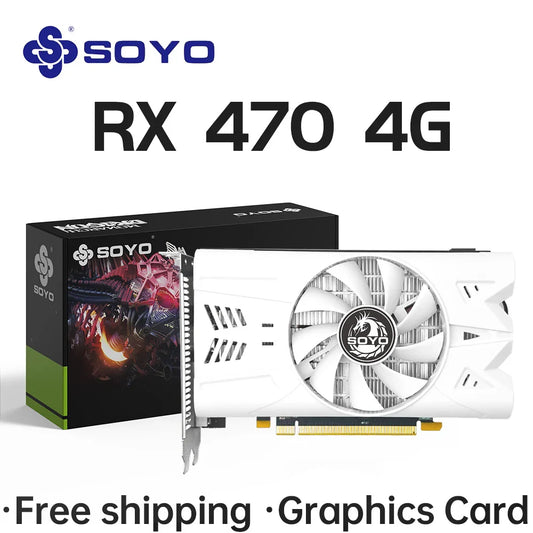 SOYO AMD Radeon RX470 4GB GDDR5 Graphics Card – 256bit Video Card with HDMI, DP, DVI for Desktop Gaming GPU