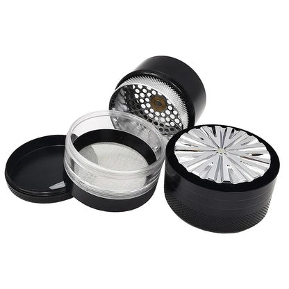 55MM Toothless Metal Herb Grinder — Manual Spice Crusher with Large Capacity & Transparent Screen Catcher