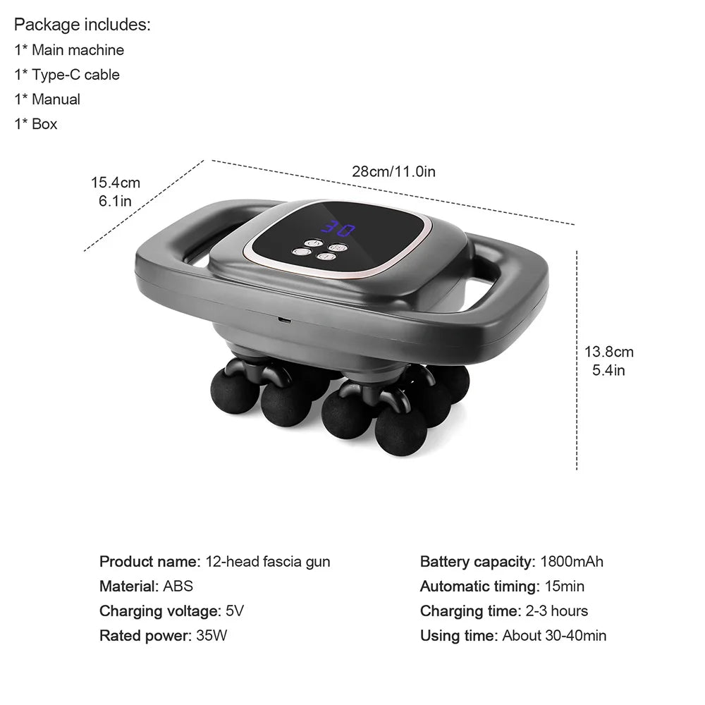 16-Head Fascia Massage Gun – High-Frequency Vibration Body Massager for Back, Waist, Neck, and Shoulders, Muscle Relief