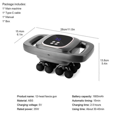 16-Head Fascia Massage Gun – High-Frequency Vibration Body Massager for Back, Waist, Neck, and Shoulders, Muscle Relief