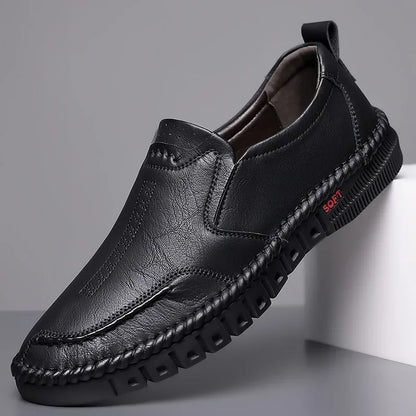 Men’s Genuine Leather Hand-Stitched Slip-On Shoes - Business Formal Wedding & Party Dress Footwear