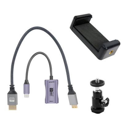 Mini to HDMI-Compatible Adapter Cable - 4K Video Capture Card for Phone, Tablet, Projector, Camcorder, DSLR Camera, Vlog Filmmaker