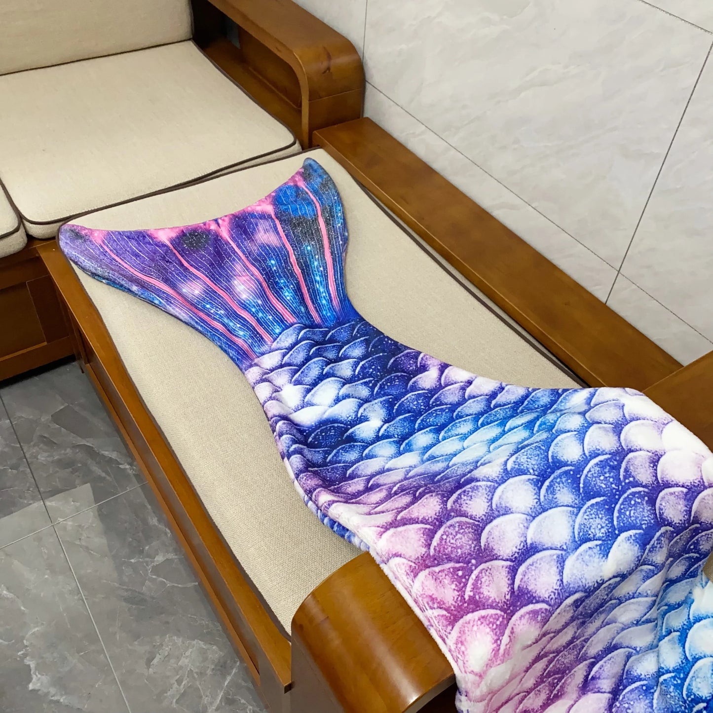 Mermaid Blanket Sleeping Bag — Anti-Kick Flannel Quilt with Soft Fabric, High Color Fastness, Fish Tail Design for Kids’ Birthday Gift