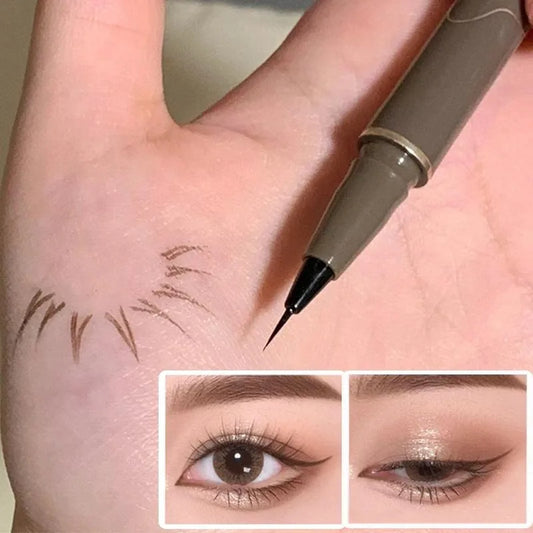 Waterproof Quick-Dry Liquid Eyeliner — Ultra-Fine Matte Black & Brown, Long-Lasting Silkworm Eye Makeup Gift
