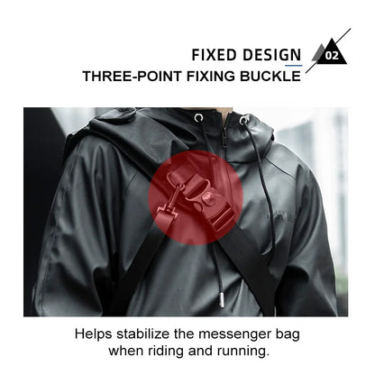 Men's Motorcycle Cycling Messenger Bag – Waterproof, Large Crossbody Shoulder Bag, Personalized Hip Hop Street Travel Cross Bag