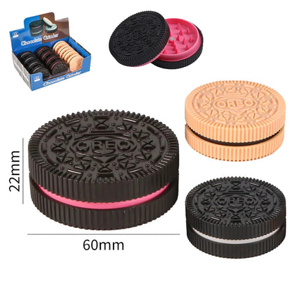 60mm Plastic Herb Grinder – Cookie Biscuit Design Tobacco & Spice Crusher for Smoking