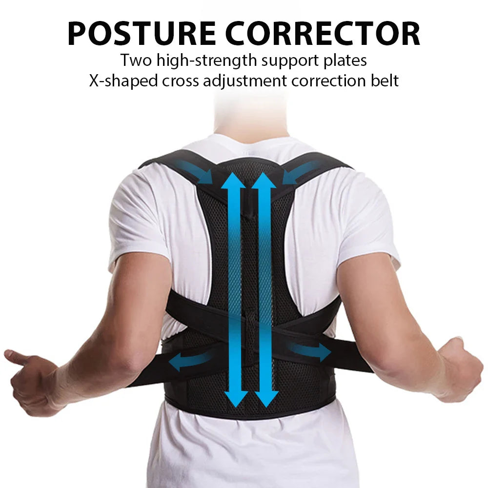 Adjustable Back Brace Posture Corrector Belt – Lumbar & Shoulder Support for Men & Women, Improve Scoliosis