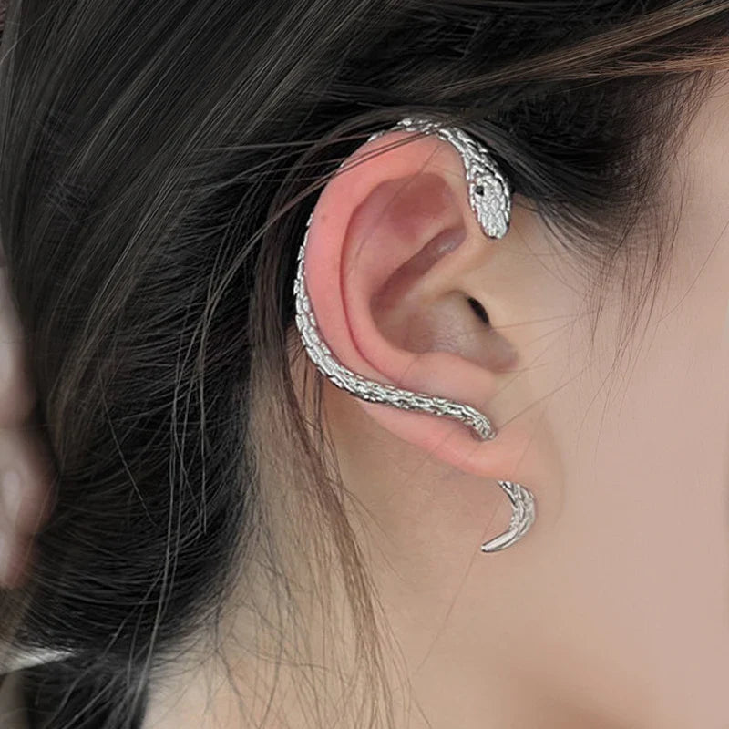 Stainless Steel Vintage Snake Wrap Ear Hook Earrings - Gothic Women's Accessories Clip-ons Trending 2024