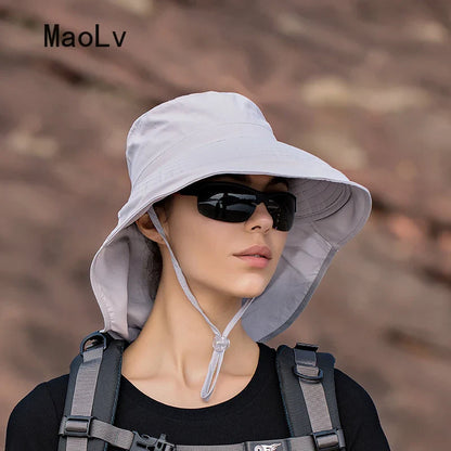 Stay Stylish and Protected: Women's Summer UV Anti-Neck Protection Sun Visor - Wide Brim Shawl Sunscreen Cap for Fishing, Hiking, and Outdoor Adventures