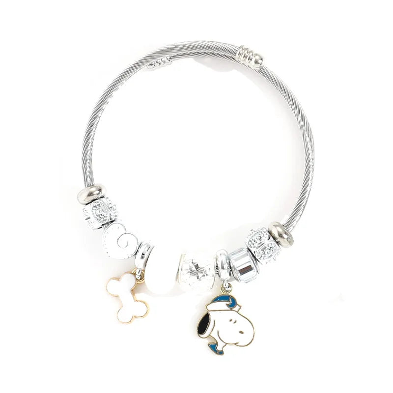 Snoopy Cartoon Bracelet – Adjustable Fashion Wristband for Kids & Adults, Cute Jewelry Gift