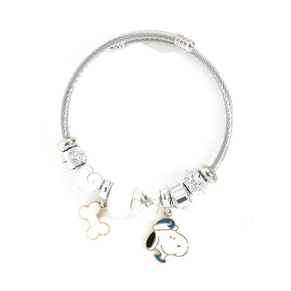 Snoopy Cartoon Bracelet – Adjustable Fashion Wristband for Kids & Adults, Cute Jewelry Gift