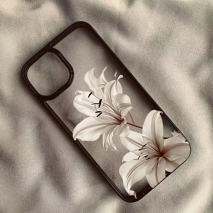 Vintage Lily Floral iPhone Case - Shockproof Protective Cover for iPhone 11–17 Series
