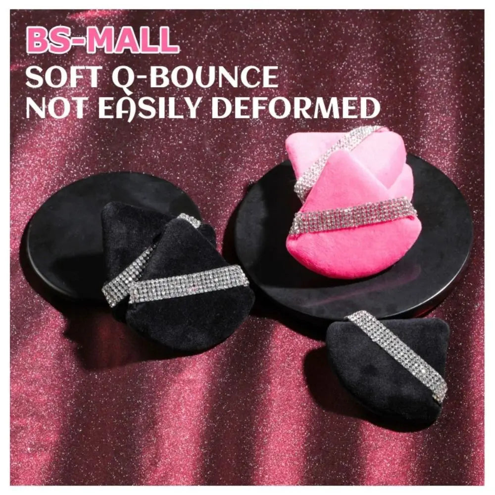 Diamond Triangle Velvet Powder Puff – Soft Makeup Sponge for Smooth Facial Foundation Application