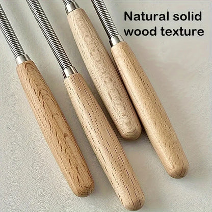 Mini Stainless Steel Whisk — Egg Beater and Milk Frother with Solid Wood Handle for Blending and Beating