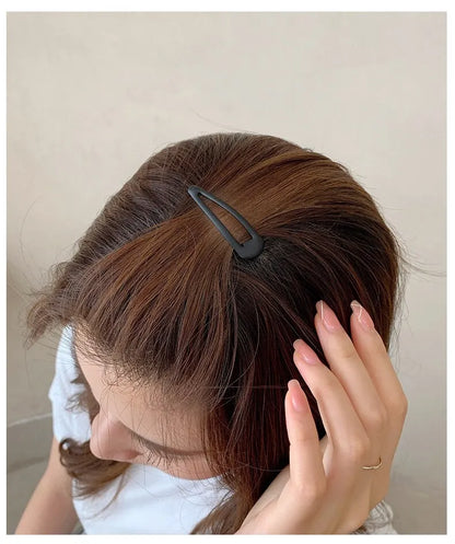 10/20pcs Non-Slip Matt Black Alloy Hairpins - Geometric Water Drop Design, Solid Bobby Pins for Women's Hairstyles & Makeup