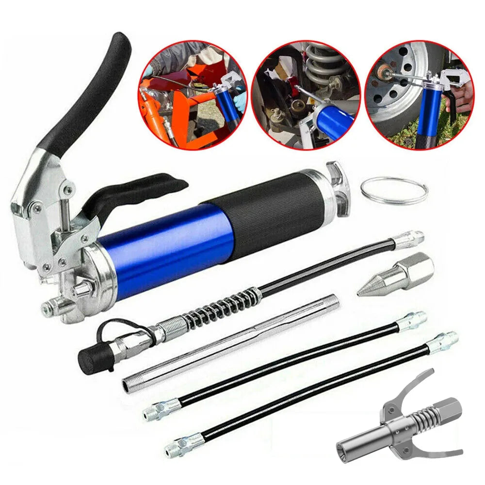 Manual Grip Grease Gun – 400CC Aluminum Alloy Mini Grease Injector, 6000-7000PSI with Flexible Hose