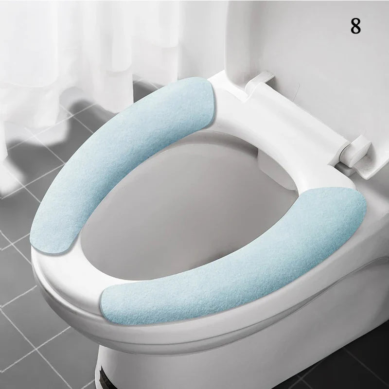 2-Pack Reusable Flannel Toilet Seat Cover Pads – Washable Warm Bathroom Seat Cushion Set