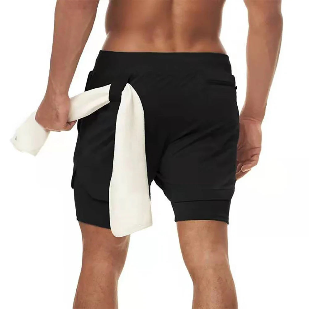 Men's 2-in-1 Double-Deck Running Shorts: Sportswear for Gym Fitness & Training - Jogging Bottoms for Active Men's Clothing